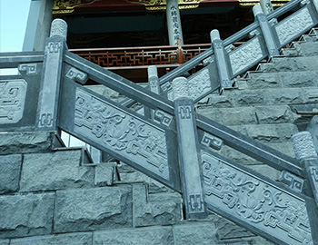青石欄桿花崗巖石欄桿效果圖-寺院石材護欄圖案設計